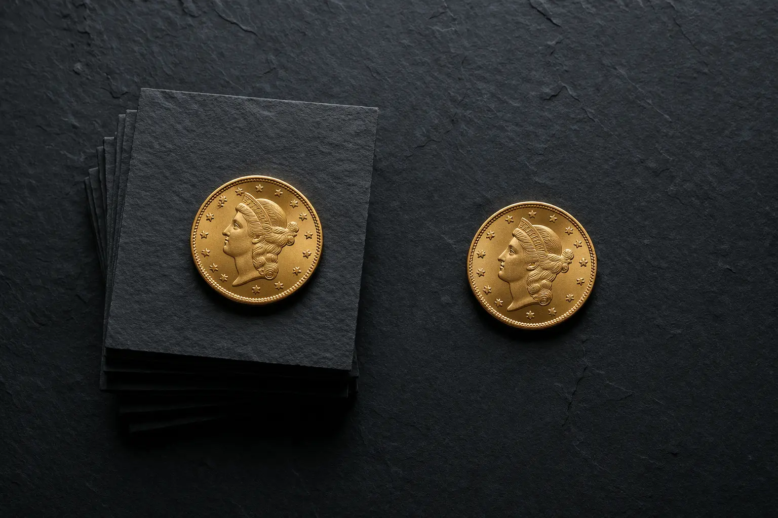 Two gold coins side by side — comparing two audiobook services at the same monthly price